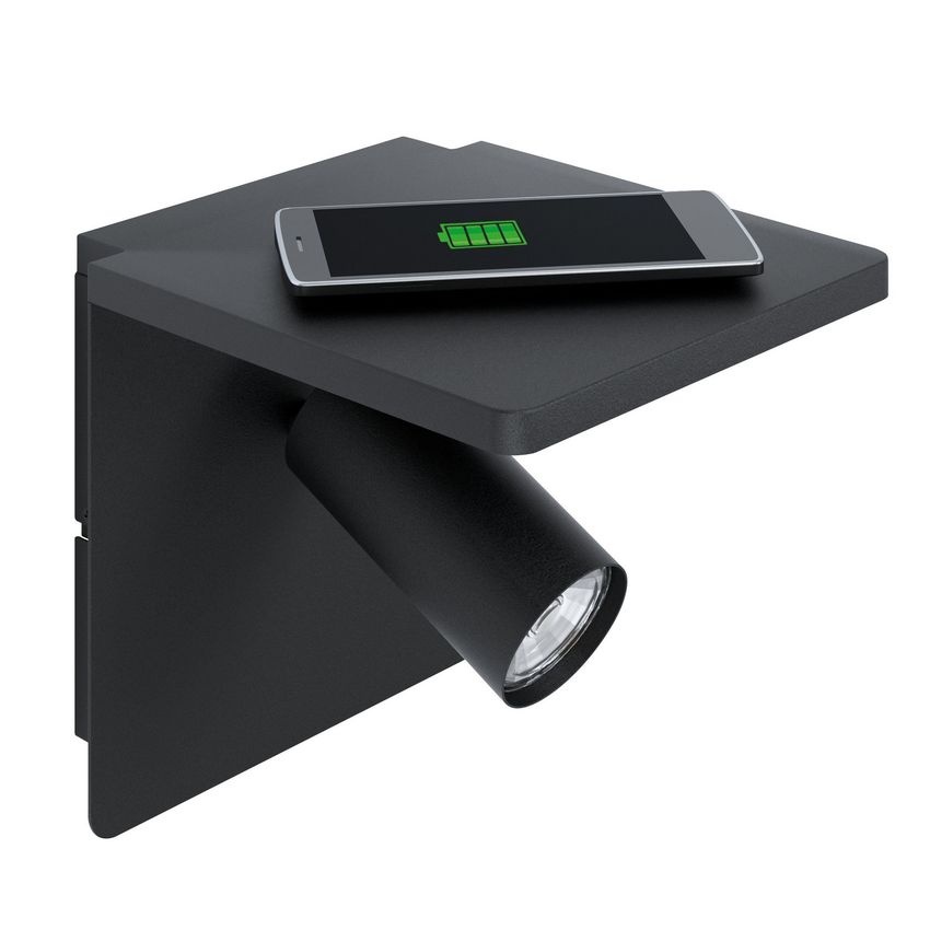 Ciglie Wandlamp met oplaadpunt Zwart De laatste Winkel exemplaar